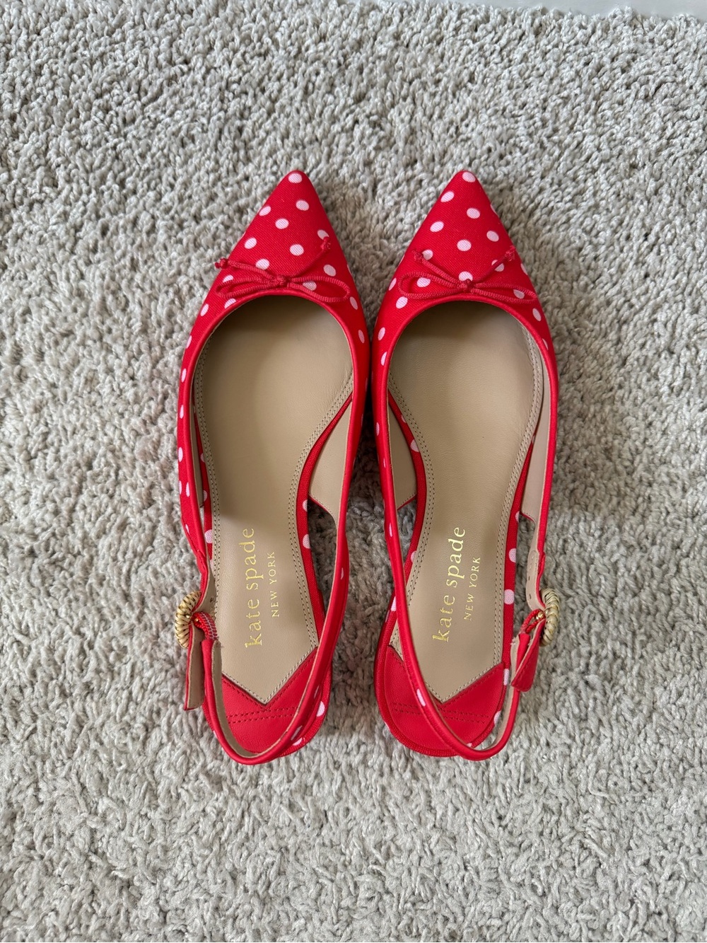 NWOT Kate Spade Red Polka Veronica Flats Size 8 - Picture 9 of 13